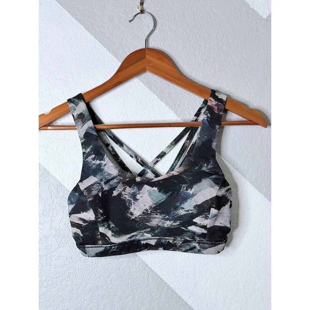 Lululemon Free To Be Serene Sports Bra Glacier Camo Starlight Printed Strappy 4